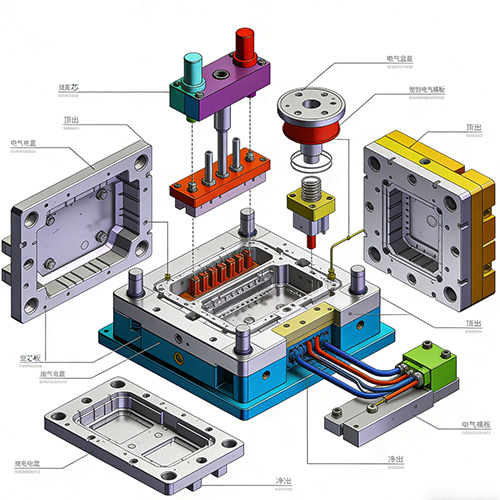 Ruisku-muovi-sähkö-laatikko-muovaus